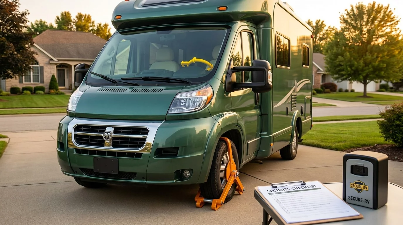 Camping-car securise avec antivol visible