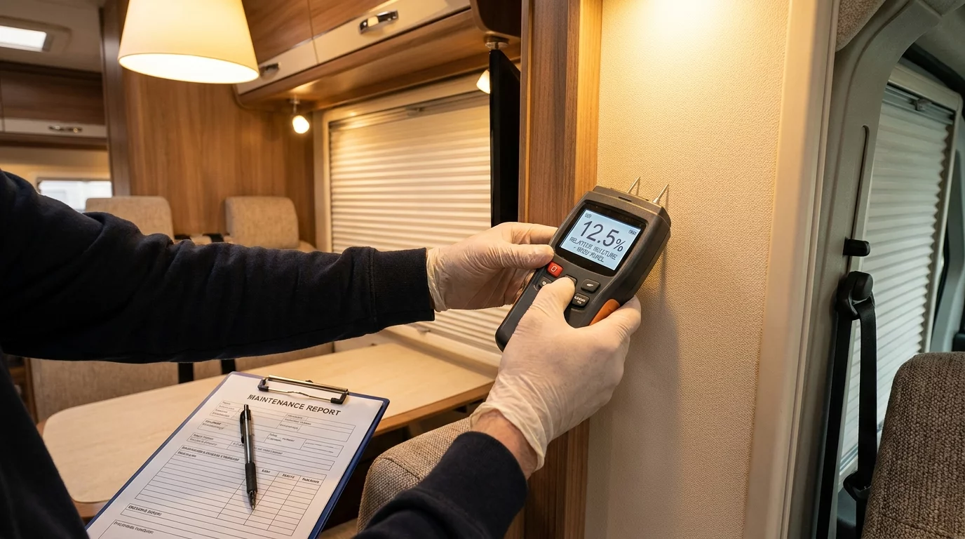 Controle humidite paroi camping-car avec appareil