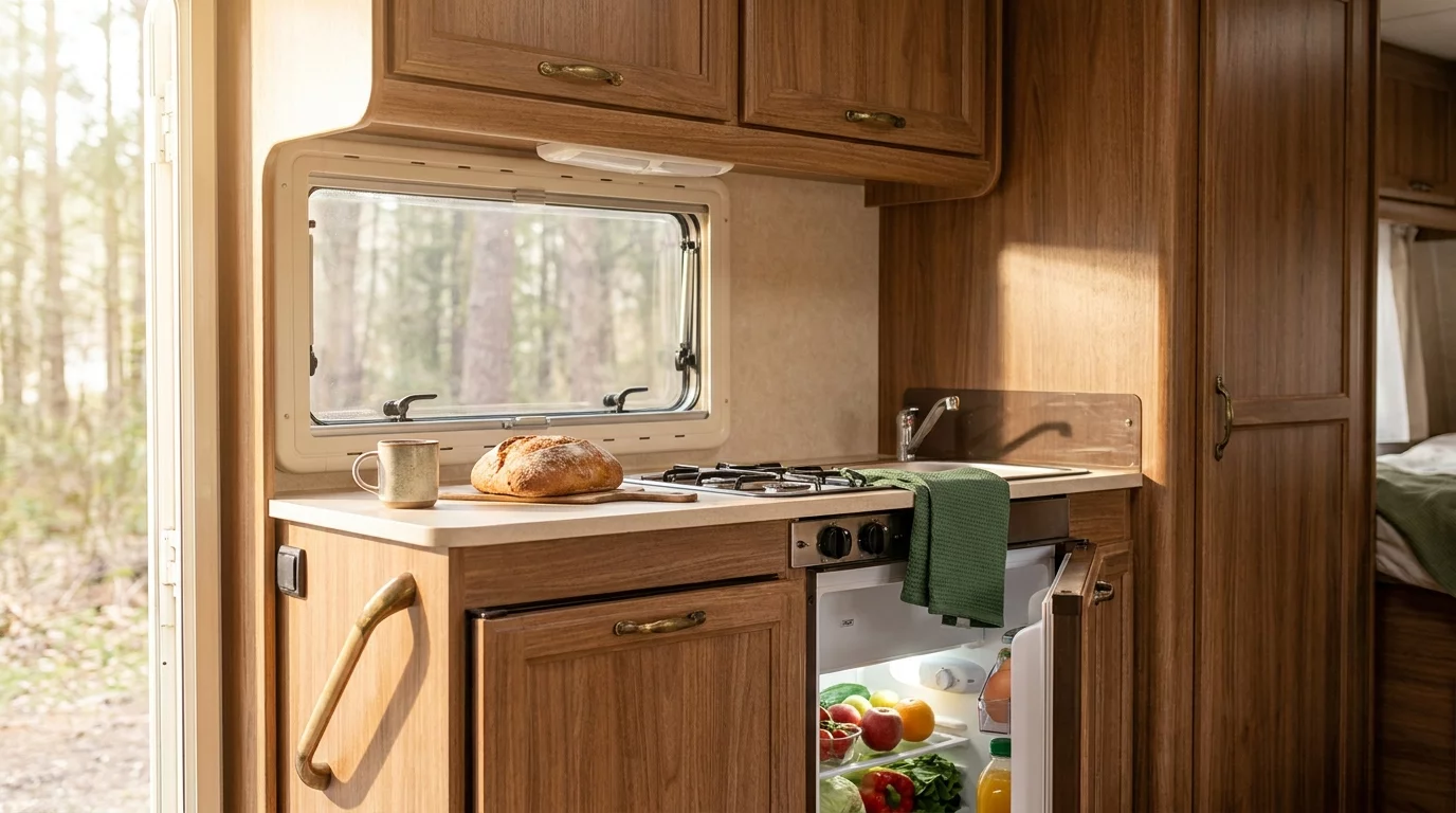 Cuisine equipee camping-car avec refrigerateur