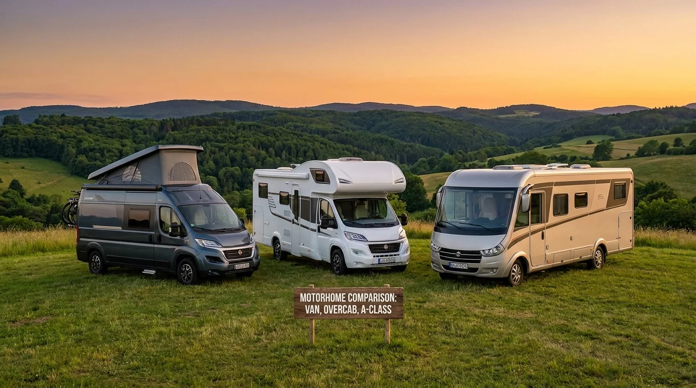 Differents types de camping-cars alignes