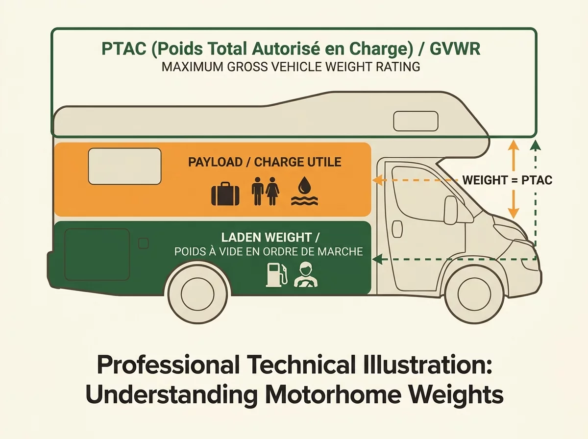 Schema explicatif PTAC charge utile camping-car
